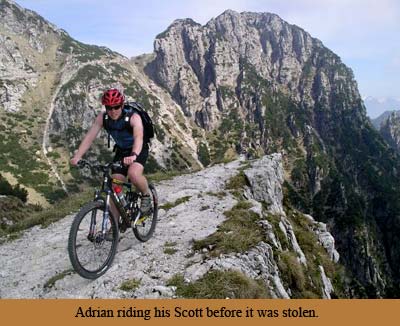 Adrian riding his Scott before it was stolen