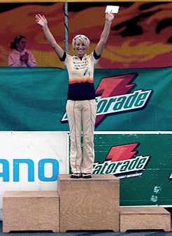 Leslie on the podium